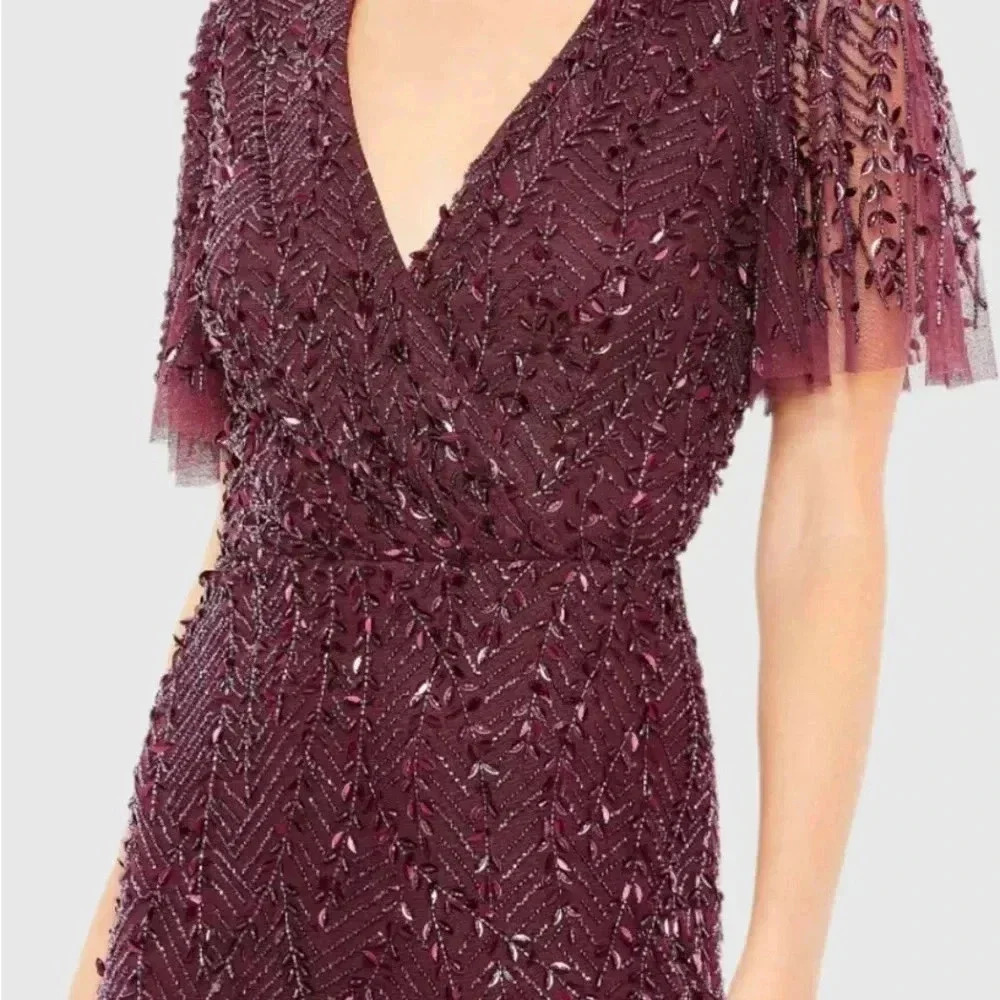 MAC DUGGAL Embellished Flutter Sleeve Gown NWT Style 35109 - Picture 4 of 6